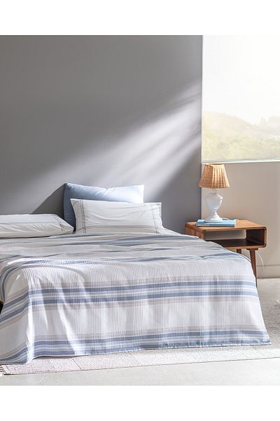 Madame Coco Patrice Double Cotton Ecocell Printed Pique Set - Navy Blue/Grey