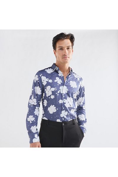 FAV Regular Fit All-Over Floral Print Shirt with Long Sleeves