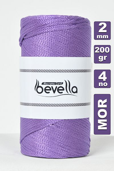 Bevella Macrame Cord Macrame Thread - 2 mm and 200 Gr Polyester Purple, Plate and Bag Thread