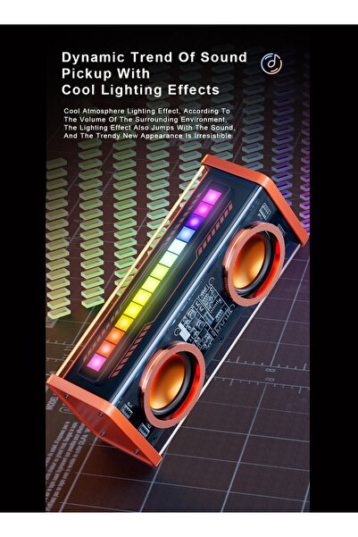 FlashHawk مكبرات صوت بلوتوث محمولة، مكبرات صوت مزدوجة شفافة بقوة 10 وات، مضخم صوت، أضواء ديناميكية LED