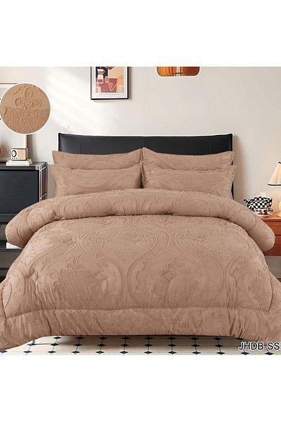 Comfy CREAM KING SIZE COTTON TEXTURED ROYALTY COLLECTION COMFORTER SET
