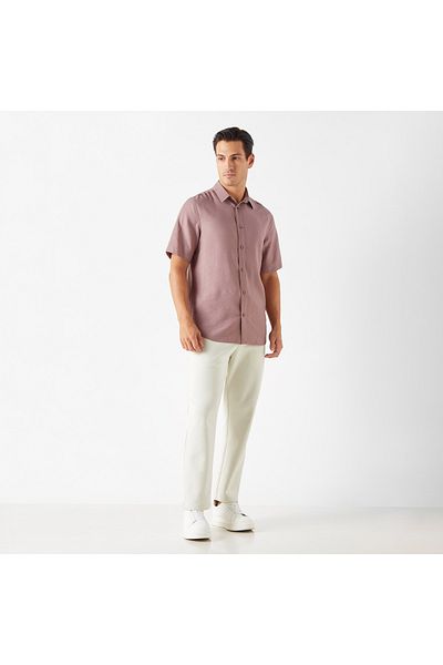 FAV Solid Regular Fit Shirt with Short Sleeves