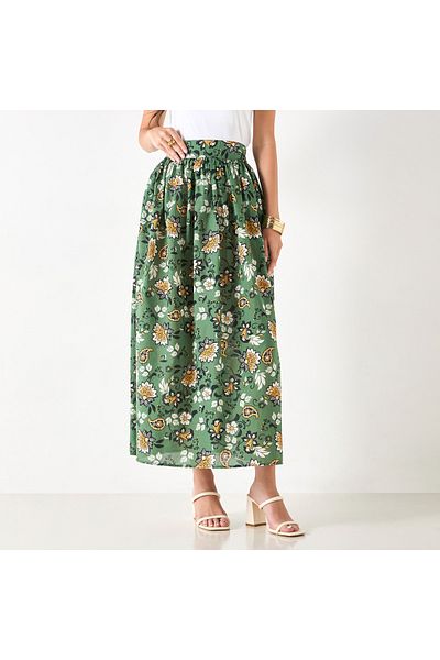 FAV All-Over Print Pleated Skirt with Pockets and Semi-Elasticated Waist