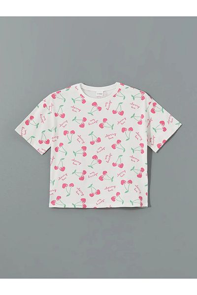 LC Waikiki Set de pijamale pentru copii LCW Kids, alb, cu gât de bicicletă