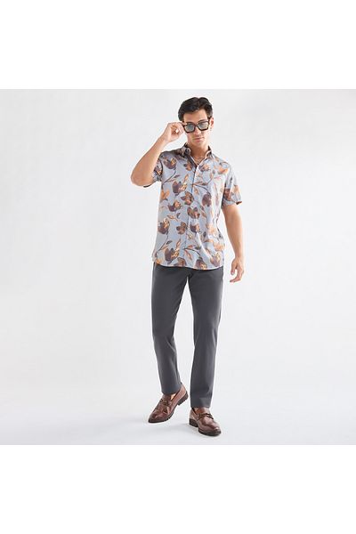 FAV Regular Fit All-Over Floral Print Shirt with Short Sleeves