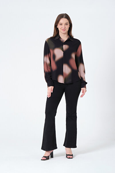 eva clothing Kadın Kamuflaj Desenli Gömlek