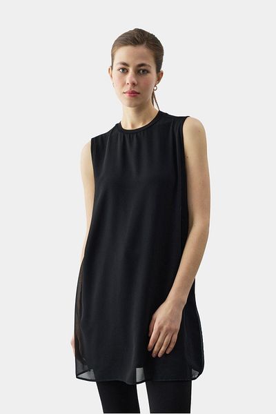 Esswaap Front Chiffon Detailed Athlete Black