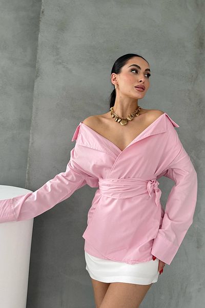 Seda Yalçın Atelier Ροζ πουκάμισο με δέσιμο μπροστά
