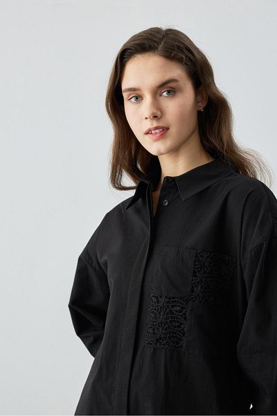Esswaap Black Pocket Lace Tunic