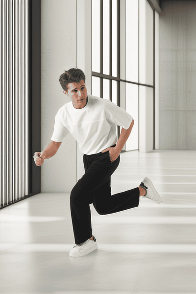 Valiberta Hafif ve Nefes Alabilir Pamuklu Rahat Kalıp Baggy Erkek Pantolon - Siyah