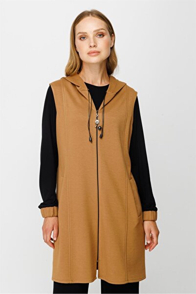 Esswaap Oysh Kumaş Yelekli Iç Dış Takım Camel