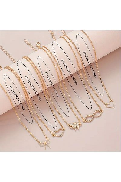 Ayzen 5 Pcs Necklace Set with Heart Infinity Butterfly Design