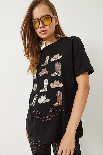 Bianco Lucci Women's Short Sleeve Cowboy Printed T-Shirt 60602012