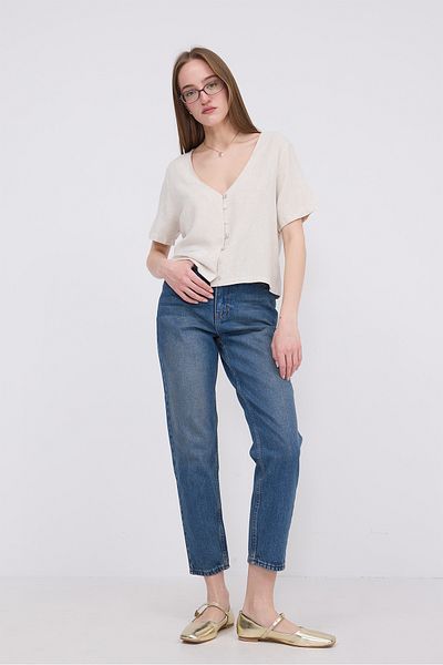 Addax Linen Blend Button Blouse B16634