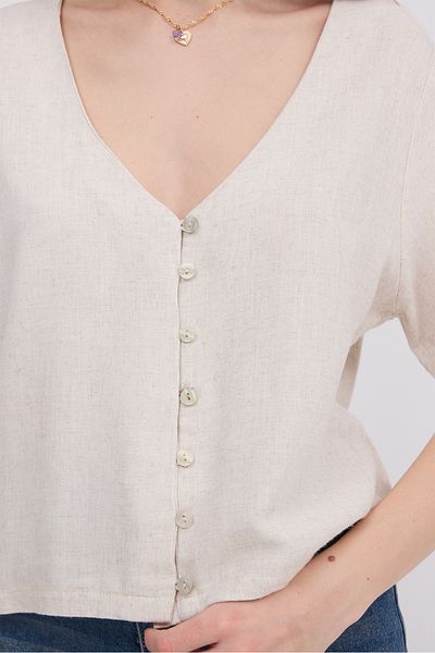 Addax Linen Blend Button Blouse B16634