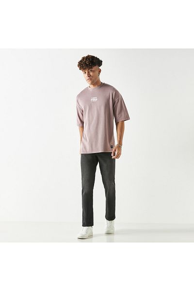 FAV Typography Print T-shirt with Crew Neck and Short Sleeves
