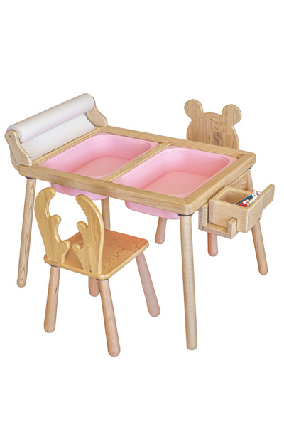 Woodnjoy Rulo Aparatlı Duyusal Etkinlik Masası + 2 Sandalye