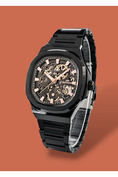 Belmond Original 2 Years Warranty Automatic Mechanism 5 Atm Waterproof Steel Cord Square Men's Wristwatch