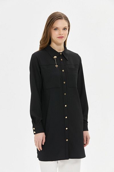 Esswaap Stylish and Comfortable Black Double Pocket Tunic