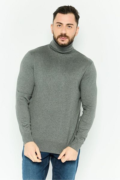 Peter Werth Men Turtle Neck Heather Long Sleeves Sweaters, Grey