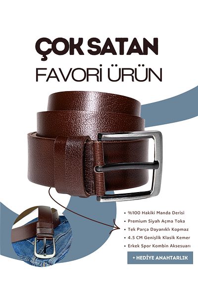 debbah Γνήσια ανδρική τζιν ζώνη Buffalo Skin Brown, μονής στρώσης 4,5 cm, κατάλληλο για δώρο
