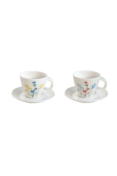 DR EASY LİFE Porcelain set of 2 cups and saucers 120ml Mille Fleurs