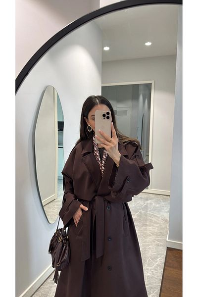 My Blog Bitterer Kaffee Lucky Button Detaillierter übergroßer Trenchcoat-9476