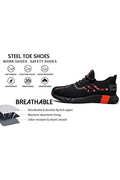 SLIMTA Safety Shoes for Men Women Steel Toe Boots Non-Slip Lightweight Breathable Sneakers