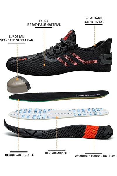 SLIMTA Safety Shoes for Men Women Steel Toe Boots Non-Slip Lightweight Breathable Sneakers