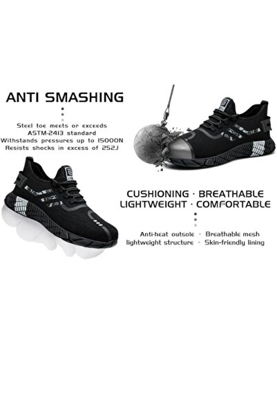SLIMTA Safety Shoes for Men Women Steel Toe Boots Non-Slip Lightweight Breathable Sneakers