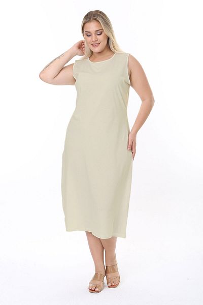 ESPİNA Plus Size Long Petticoat - Sleeveless Dress and Lined Underskirt