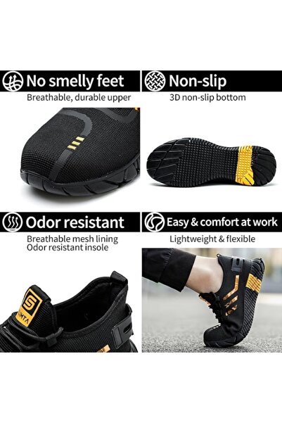 SLIMTA Safety Shoes for Men Women Steel Toe Boots Non-Slip Lightweight Breathable Sneakers