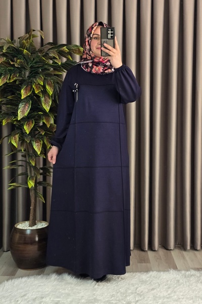 Elmas Tesettür Îmbrăcăminte pentru femei musulmane de mărime mare Rochie cu n...