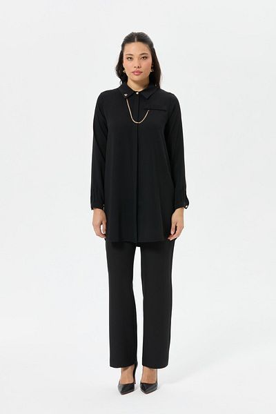 Esswaap Shirt - Black Chain Detailed