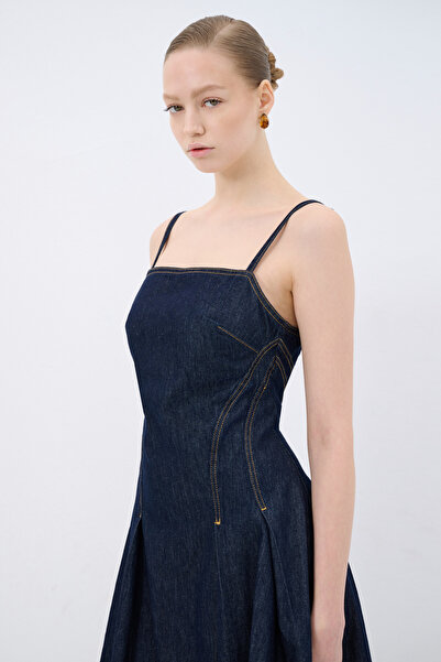 adL Flounce Mini Denim Dress