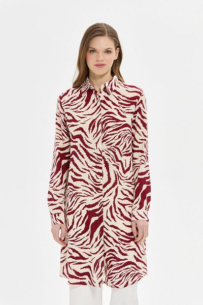 Esswaap Zebra Patterned Tunic Claret Red