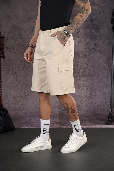Butik TREND WE Ανδρικό τζιν σορτς Capri με χαλαρή εφαρμογή Cargo Pocket