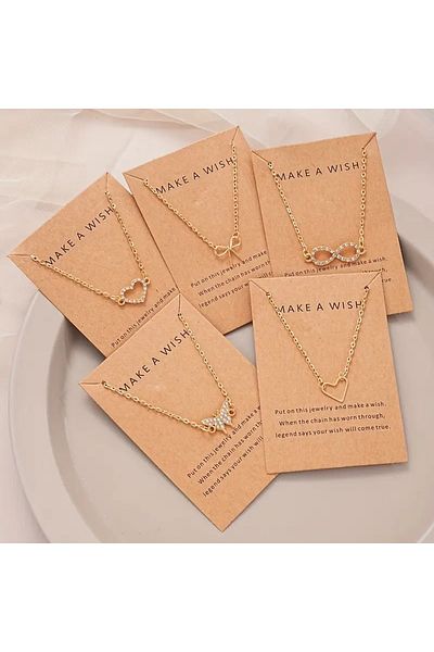 Ayzen 5 Pcs Necklace Set with Heart Infinity Butterfly Design