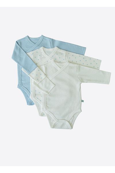 kitikate Organic New Dreams 3-Piece Long Sleeve Crochet Body - Blue