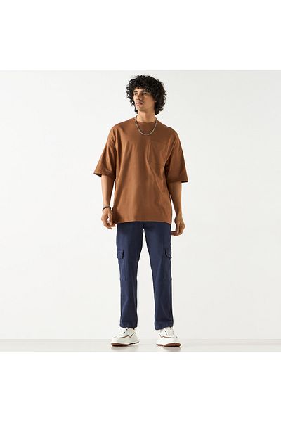 FAV Graphic Print Crew Neck T-shirt with Short Sleeves