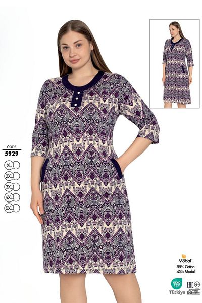 ROMEO LİFE Women's Large Size Cotton Modal Fabric Dress 5929