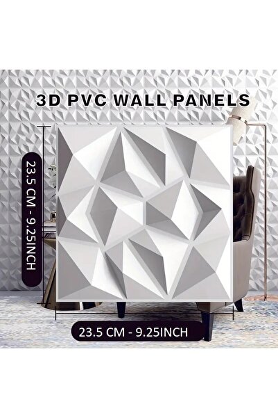 ERCTECH 10 Adet 3d Elmas Dokulu Pvc Duvar Kaplama Kendinden Yapışkanlı Boyanabilir