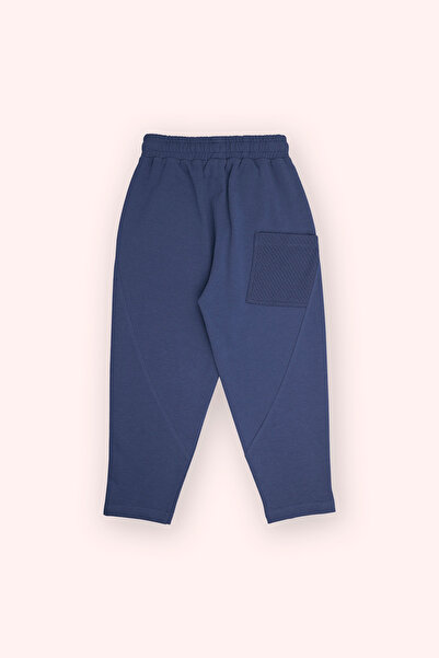 Panço Boy's Elastic Waist Navy Blue Sweatpants with Back Pocket Detail