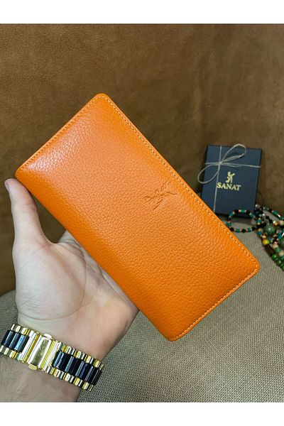 SANAT LEATHER Sl-2161 Genuine Leather Unisex Portfolio Wallet with Phone Compartment