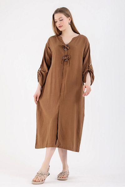 SUMEF Rochie de in cu catarama - Suspat maro