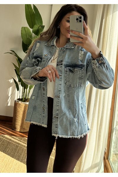 Daves Jachetă albastră de blugi oversize