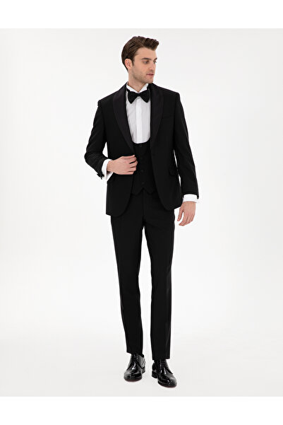 Pierre Cardin Siyah Ex. Slim Fit Yelekli Smokin 50306221-vr046