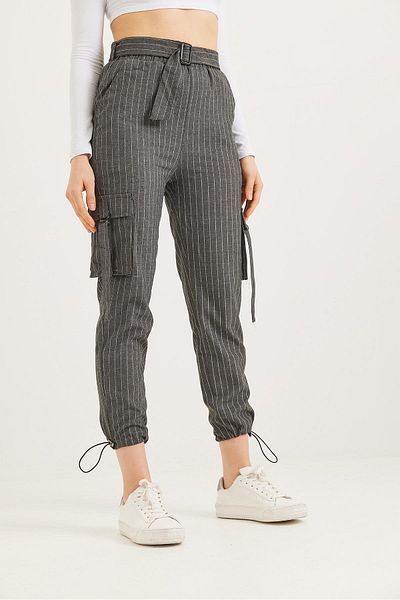 CALİENTE Smoked Linen Trousers with Side Pockets and Elastic Legs
