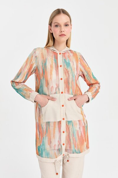 Esswaap File Kombinli Kapişonlu Giy Çık  Bej