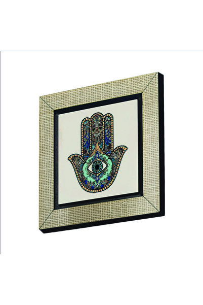 Souvenest يد فاطمة مطبوع مغناطيس خشب MDF بحجم 7سم × 7سم |   ك.د.-1